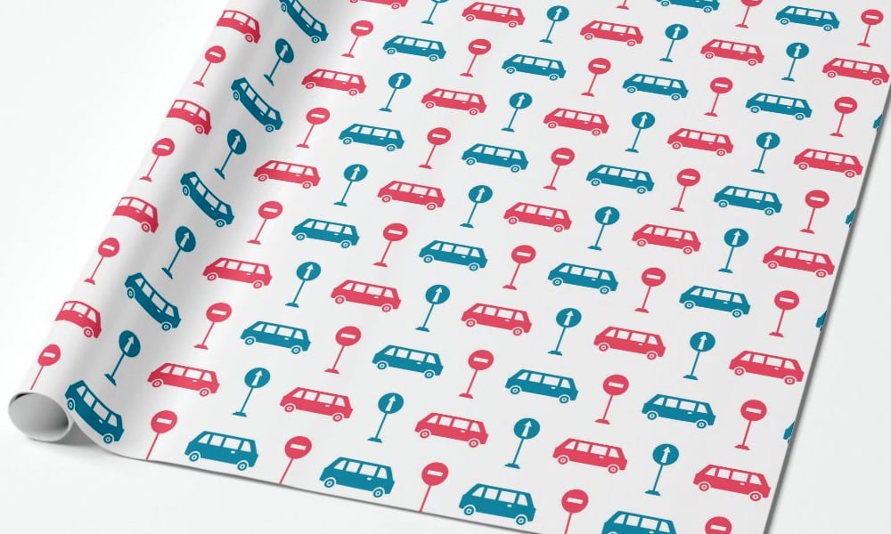 Wrapping paper-Seamless pattern Cars and Road Signs
