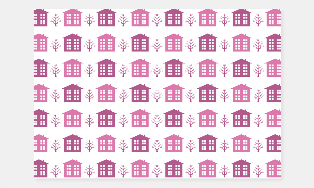 Seamless pattern Houses and trees