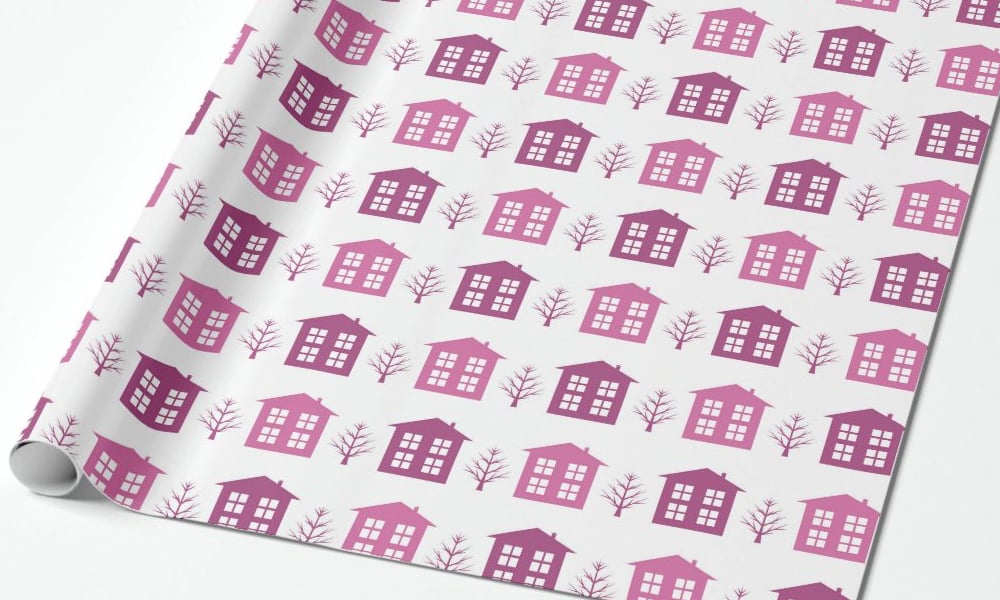 Wrapping paper-Seamless pattern Houses and trees