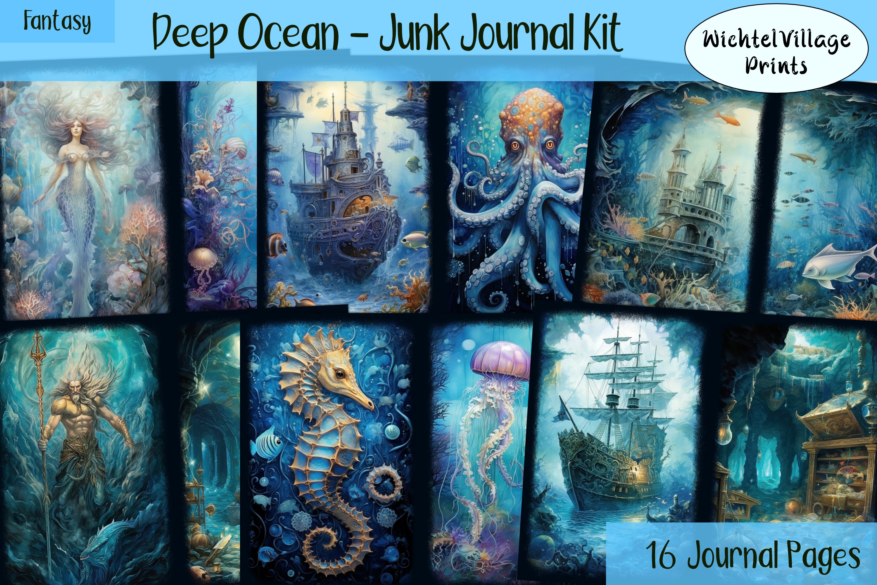 Deep Ocean - Junk Journal Kit - Payhip