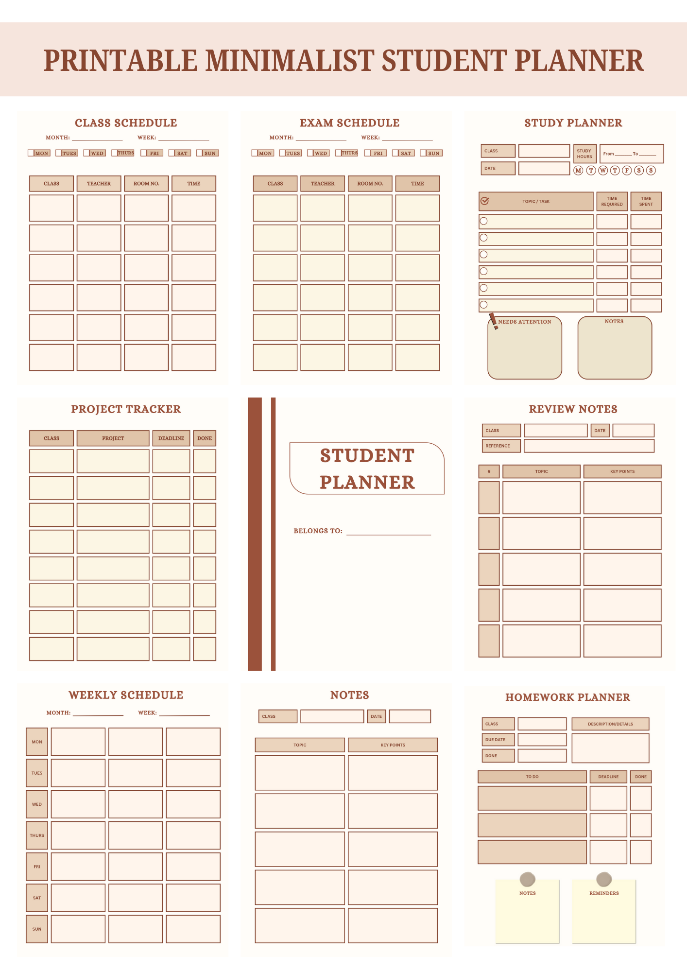 Minimalist Student Planner | Study Planner | College Study Planner ...