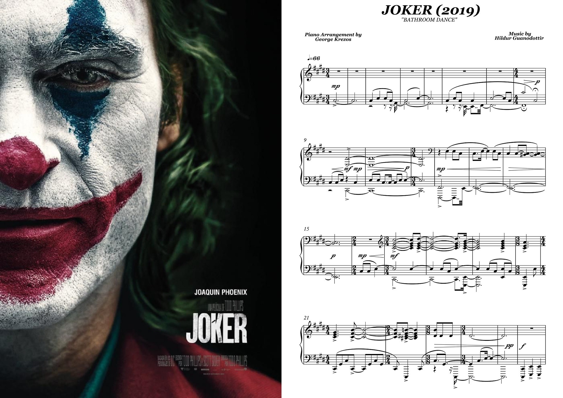 luz まとめ CD 楽譜 Blu-ray DVD JOKER等 JOKER (2019) Bathroom Dance - Hildur Gudnadottir (Piano Sheet Music)