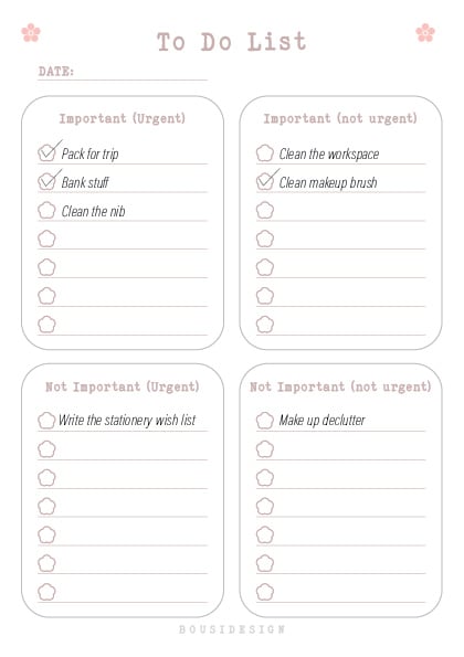 Free download of to do list, layout design from small brand, artist made layout sample