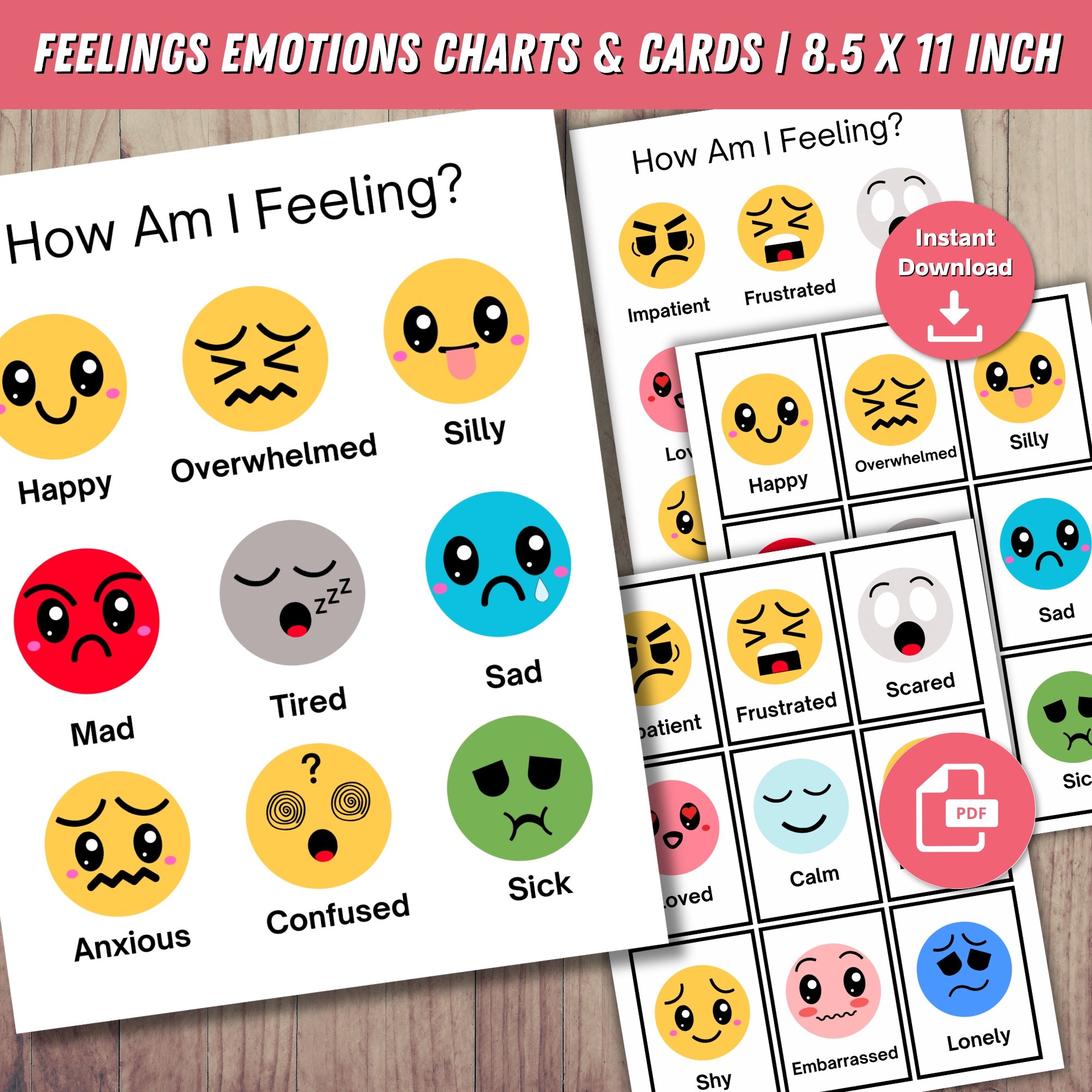 Printable Emotions Chart and Cards for Autism - Payhip