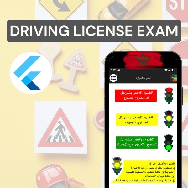 This Flutter app is designed to help users prepare for their driving license exam with comprehensive and simplified lessons. It provides essential information and practice questions to ensure users can answer correctly on the day of the test.