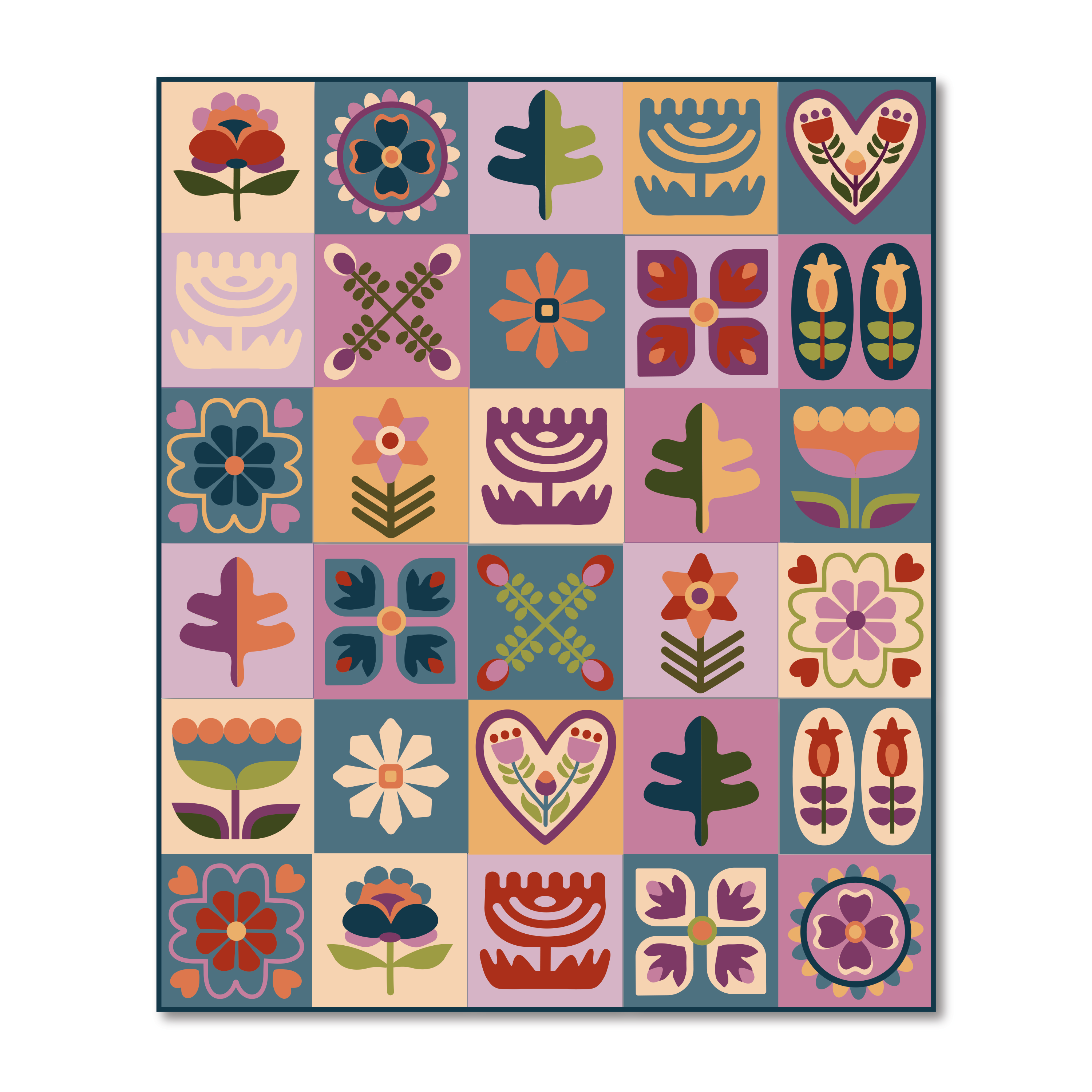 Blomma II Quilt Hand Applique Pattern - Digital PDF