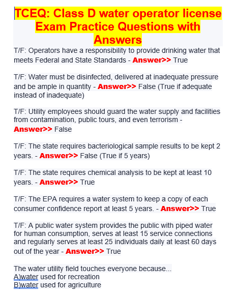Tceq Rata Testing TCEQ -Texas Commission on Environmental Quality Exam EXAM PREPARATIONs ...