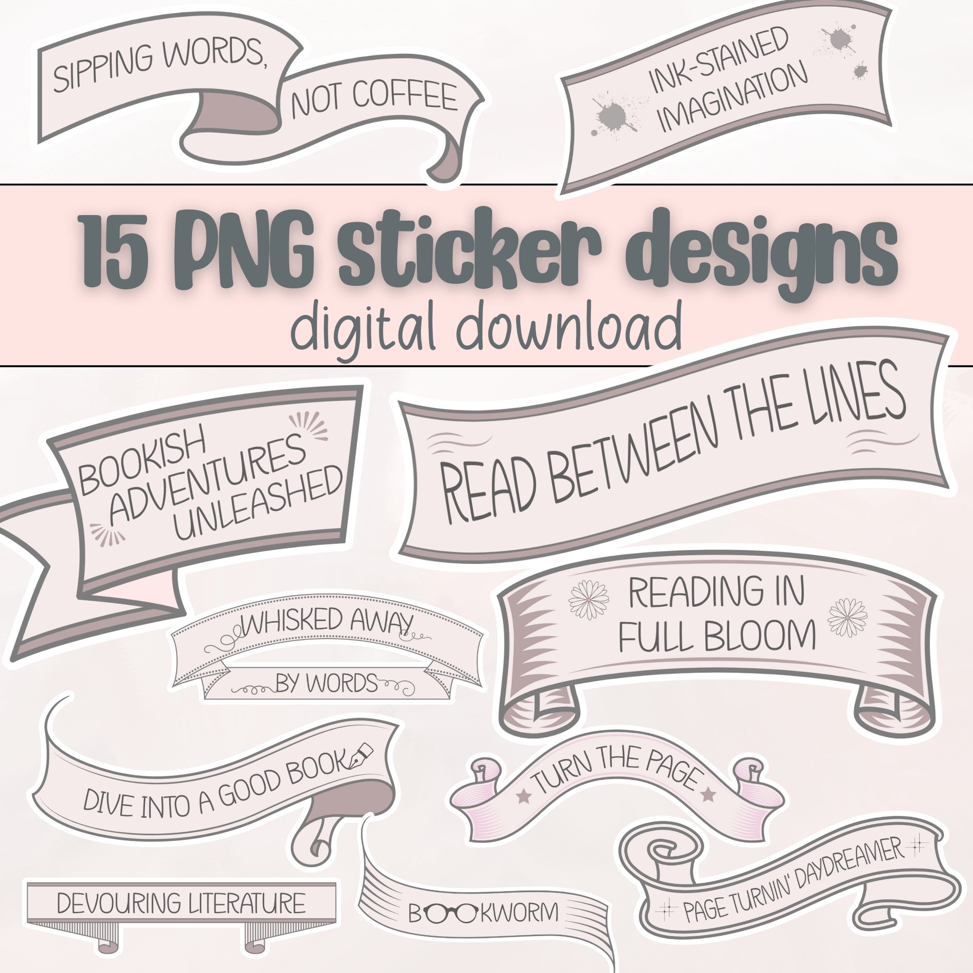 Bookish Stickers, Reading Book Stickers, Digital Reading Quotes ...