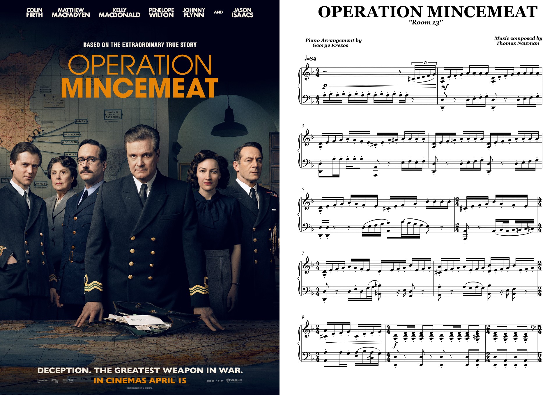 OPERATION MINCEMEAT 2021 Room 13 Thomas Newman Piano Sheet Music OPERATION MINCEMEAT 2021 Room 13 Thomas Newman Piano Sheet Music