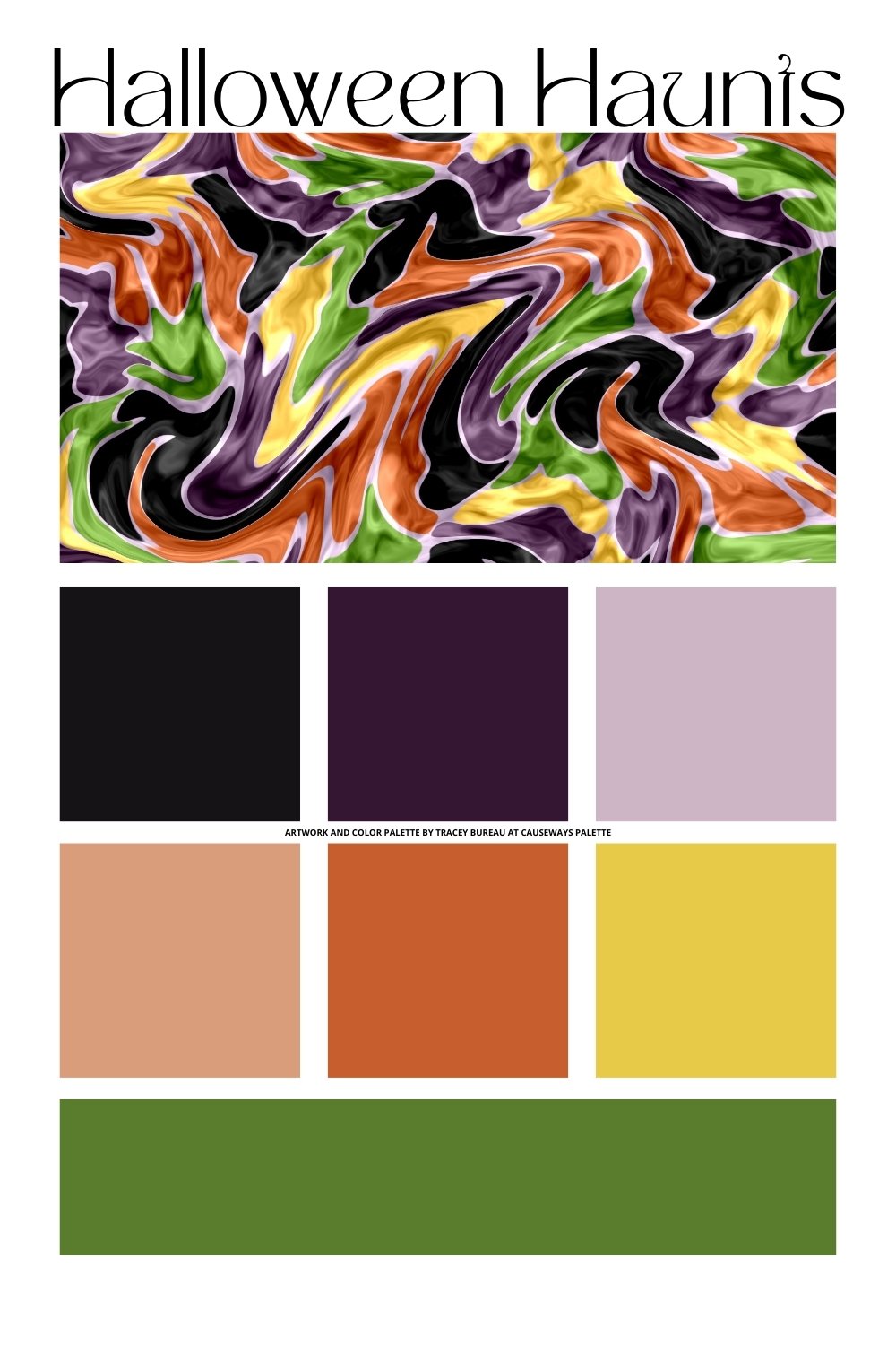 an abstract artwork design called halloween haunts with its seven coordinating colors