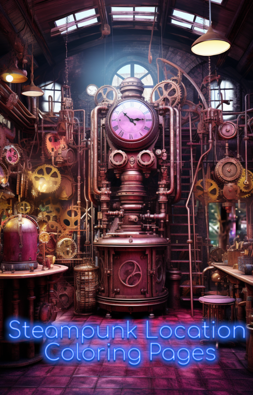 Steampunk Location Coloring pages For Adult