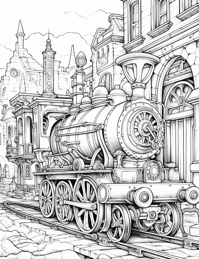 Steampunk Location Coloring pages For Adult