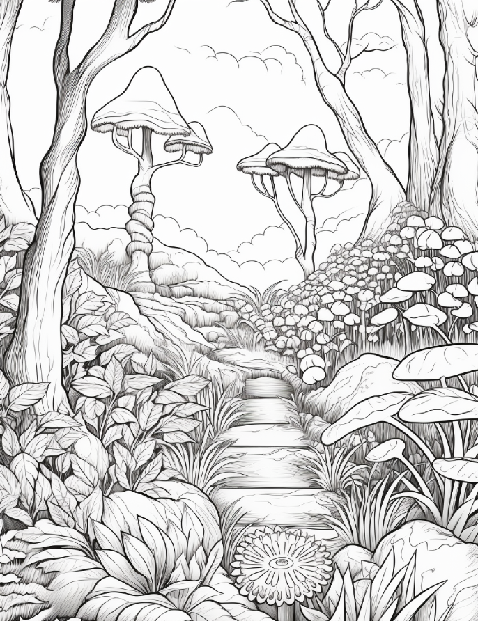 500 Enchanted Forest Designs Coloring Pages for Adults