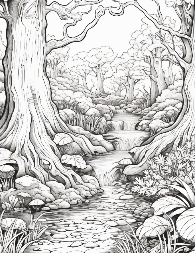 500 Enchanted Forest Designs Coloring Pages for Adults