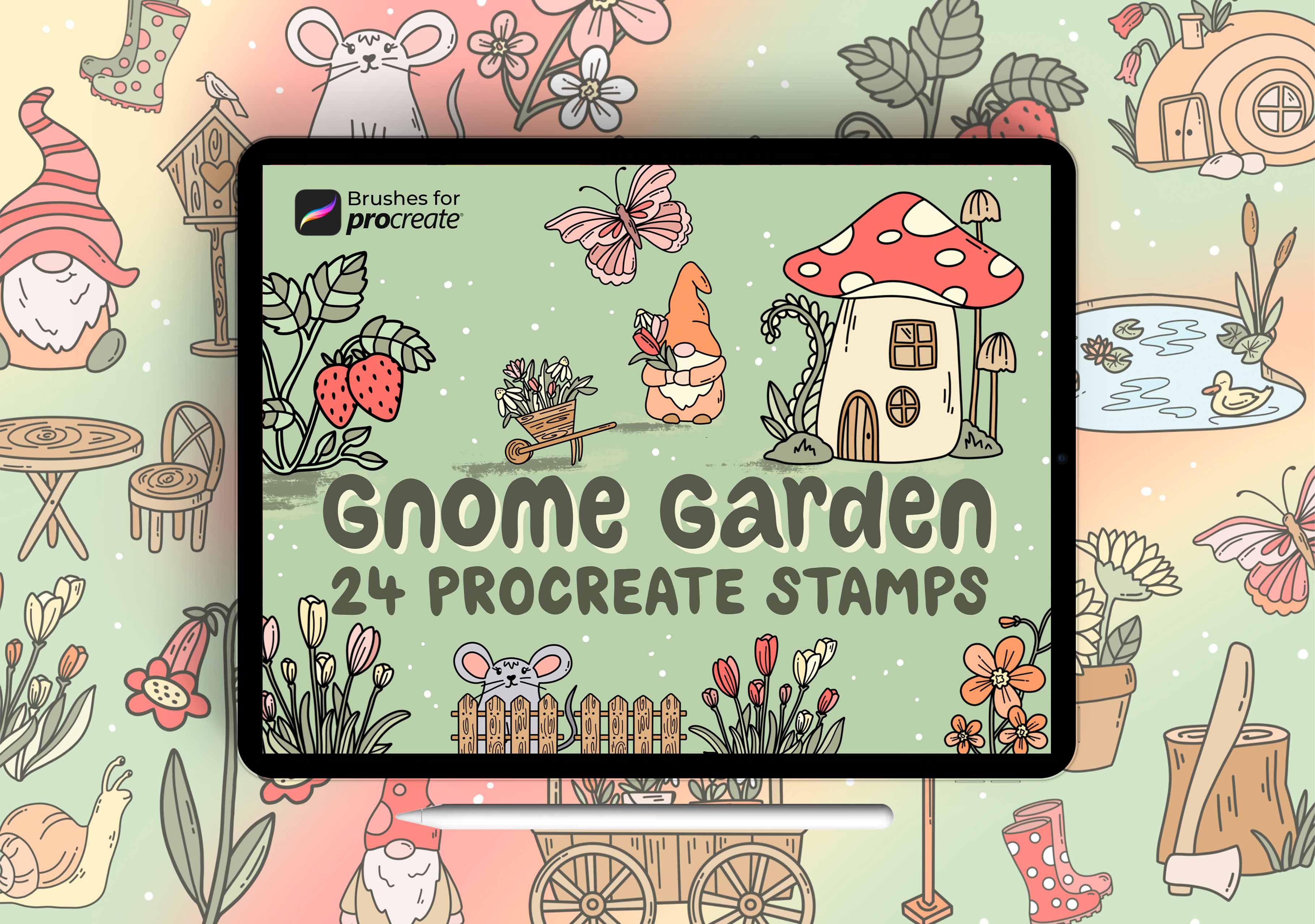 24 procreate gnome garden stamp brushes - Payhip