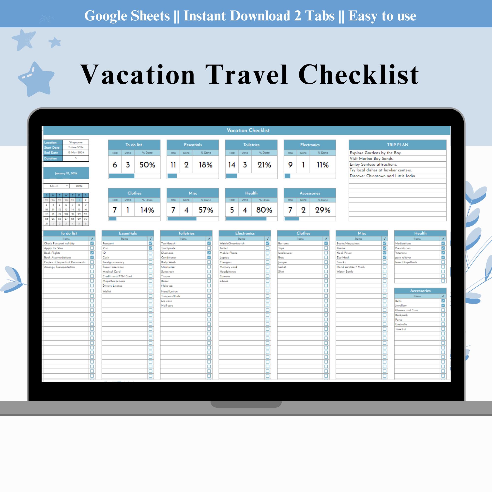 Travel Checklist Google Sheets - Payhip