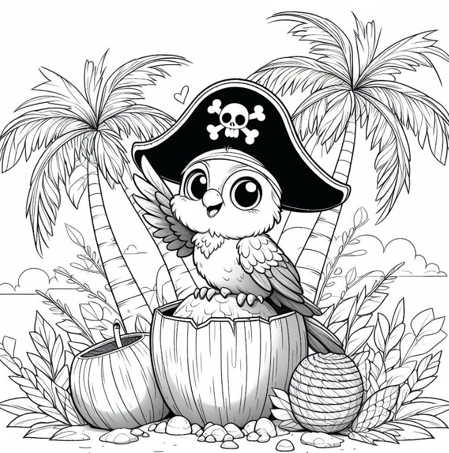 Kawaii Pirate Coloring Pages