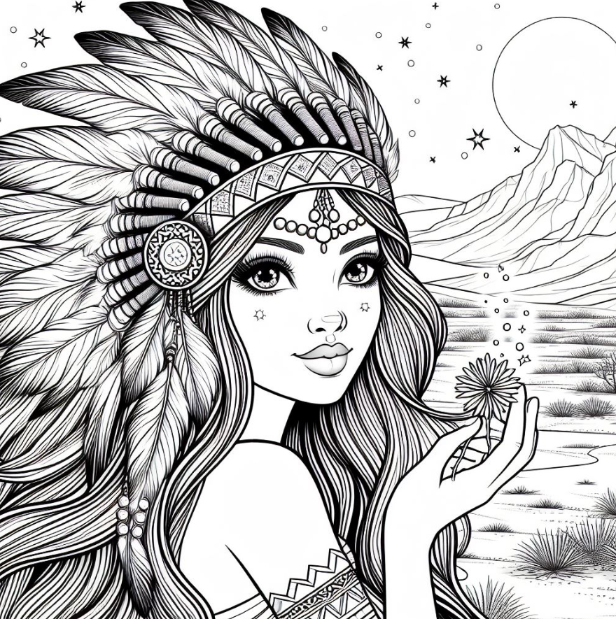 Native American Women Coloring Pages