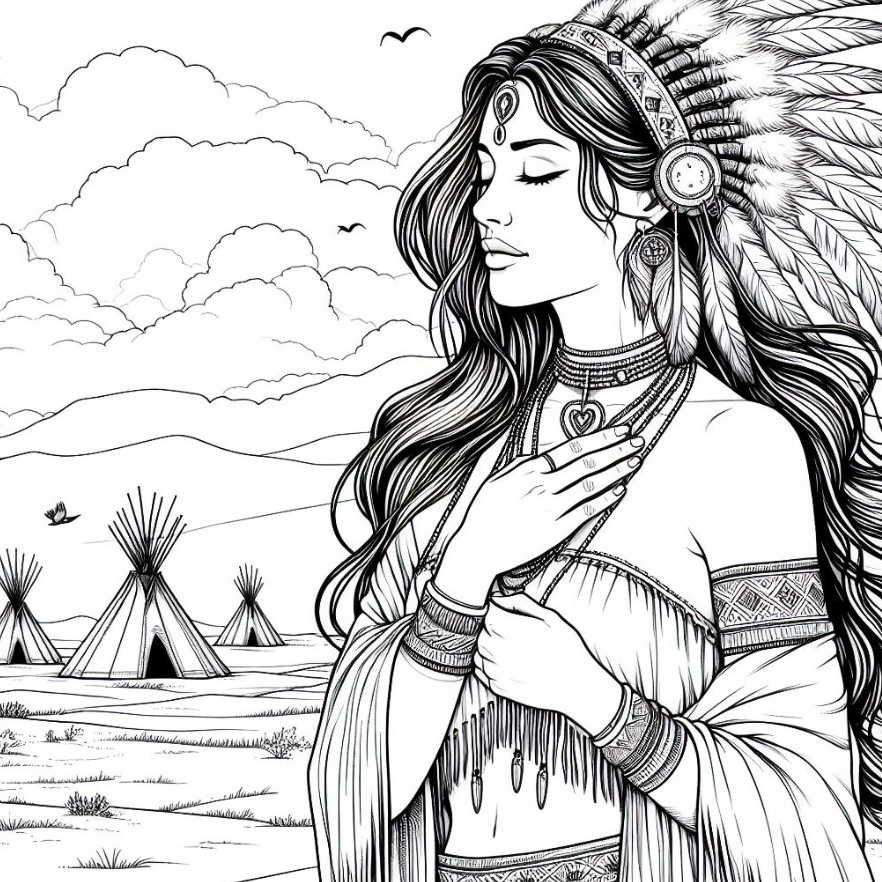Native American Women Coloring Pages