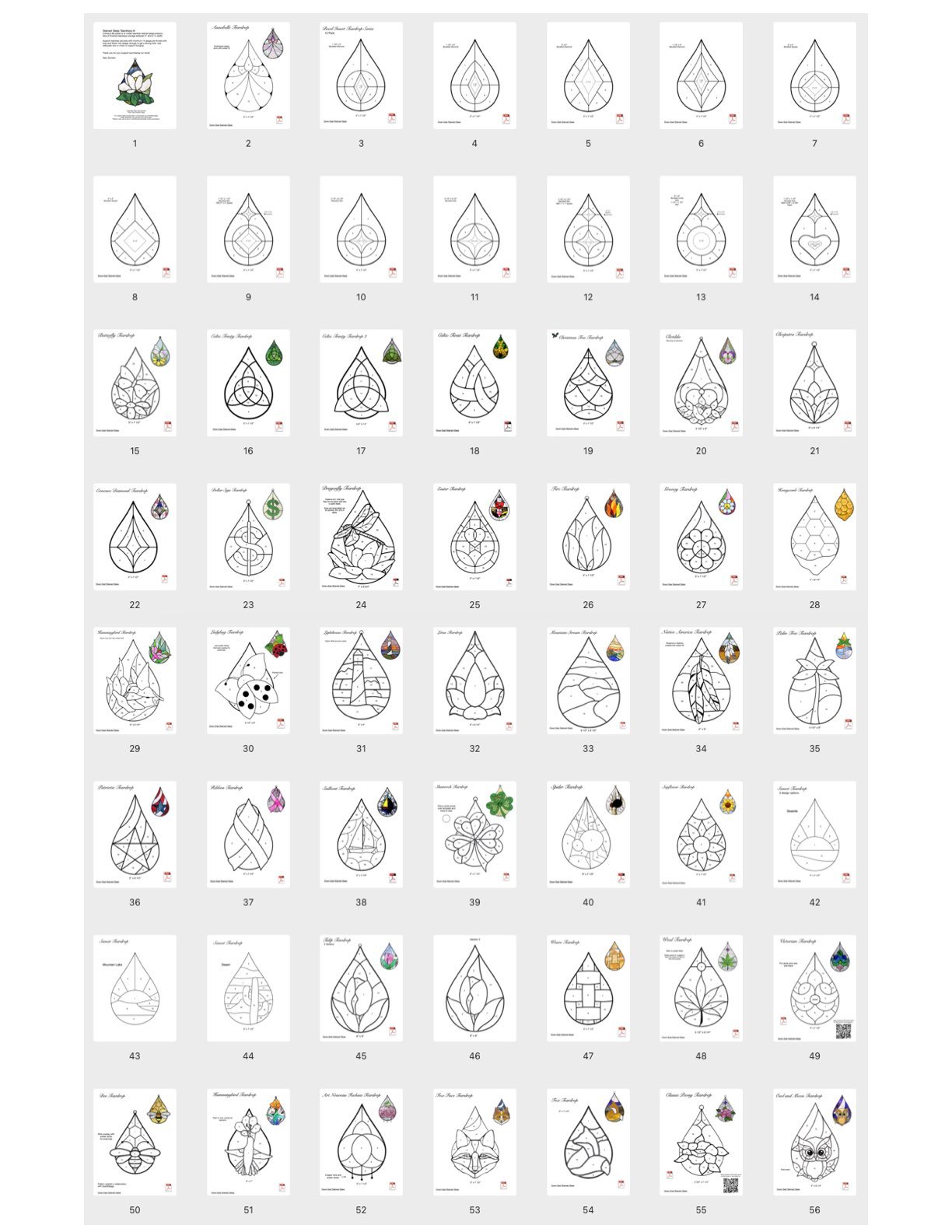 Teardrop Stained Glass Patterns