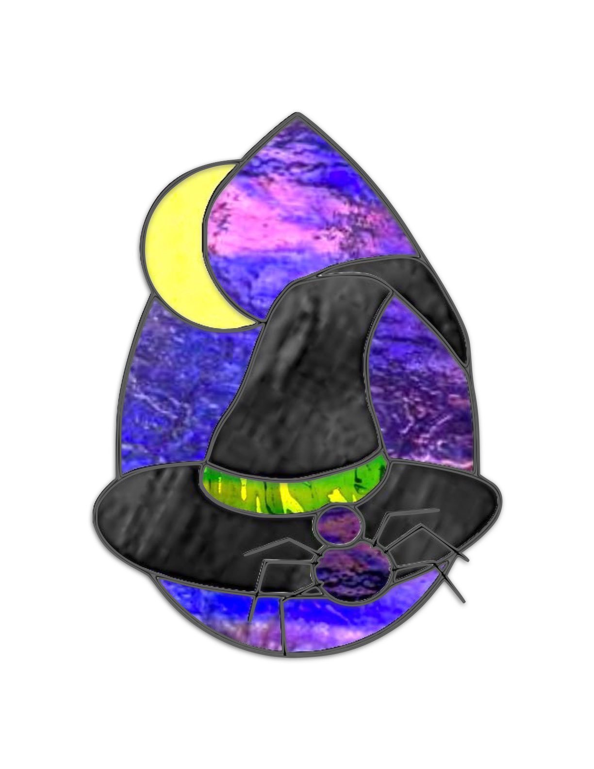 Witch Hat Teardrop Halloween Stained Glass Pattern