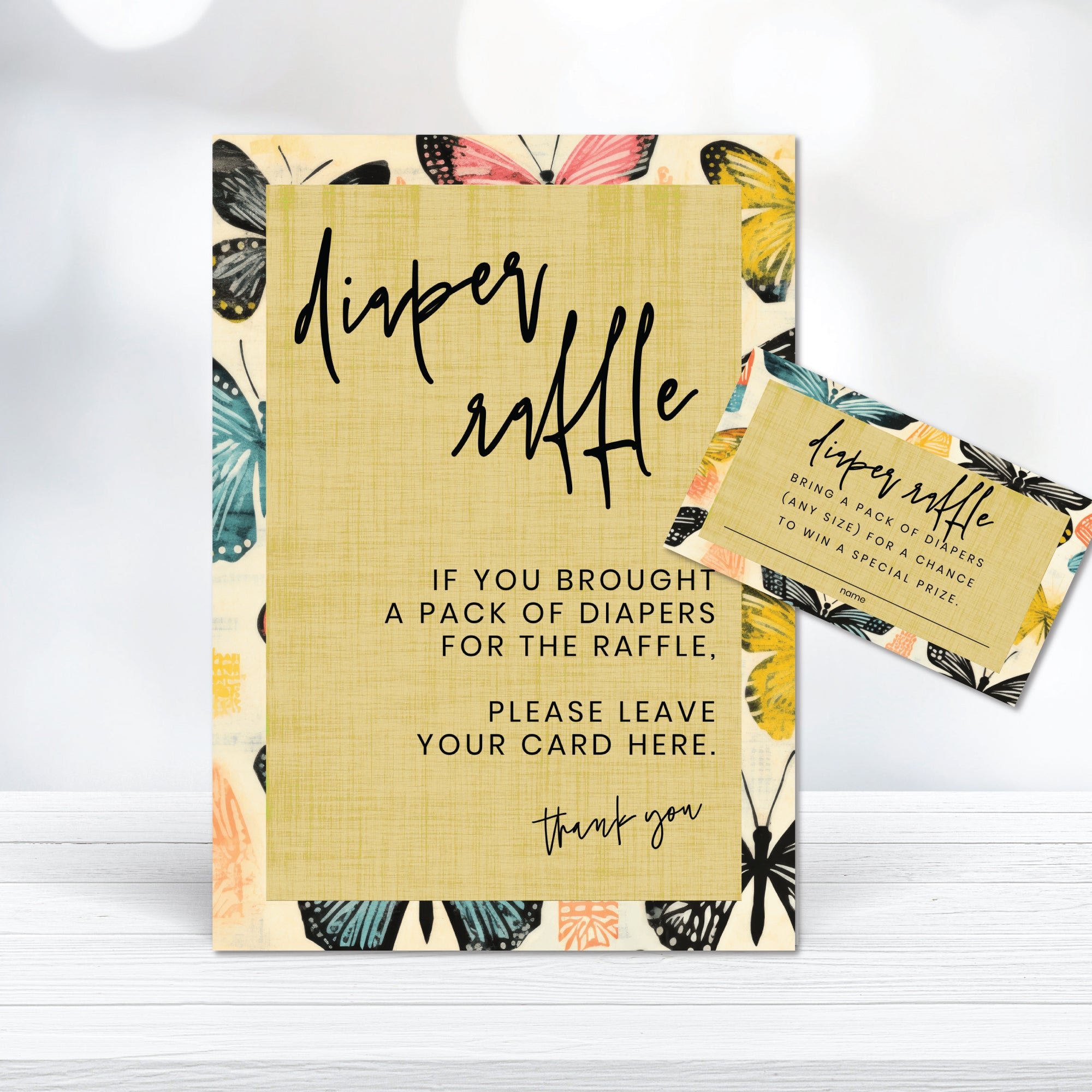 Printable Diaper Raffle Game Sign And Cards - Digital Download