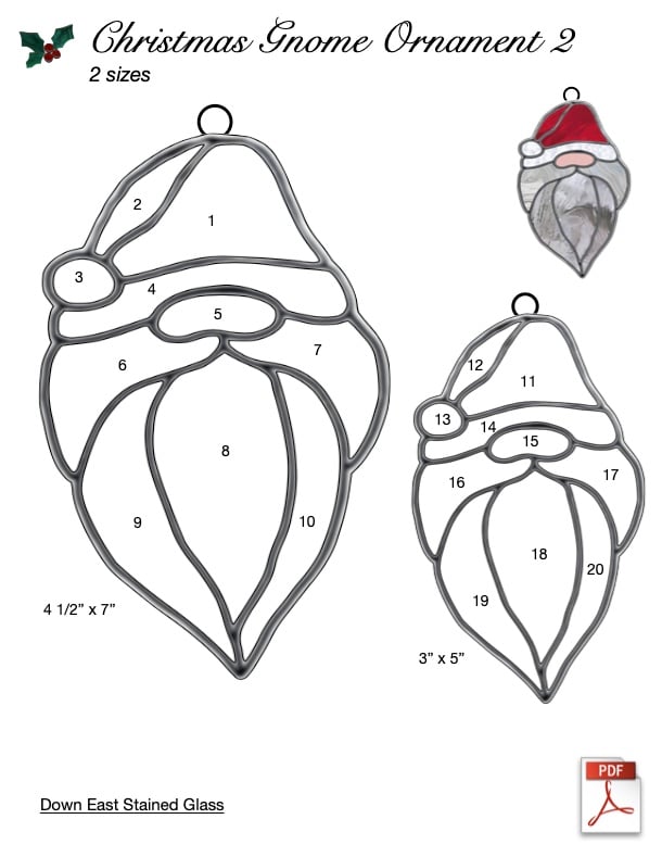 Christmas Gnome Ornament Stained Glass Pattern