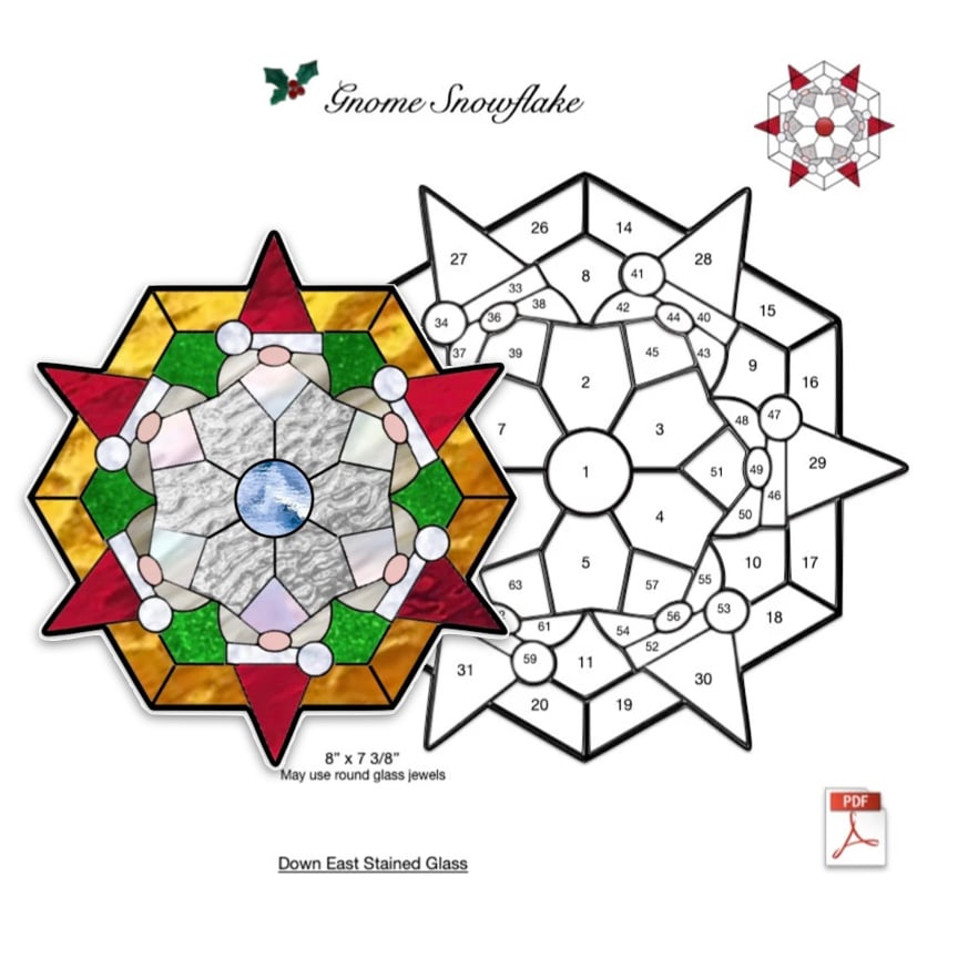 Christmas Gnome Snowflake Stained Glass Pattern