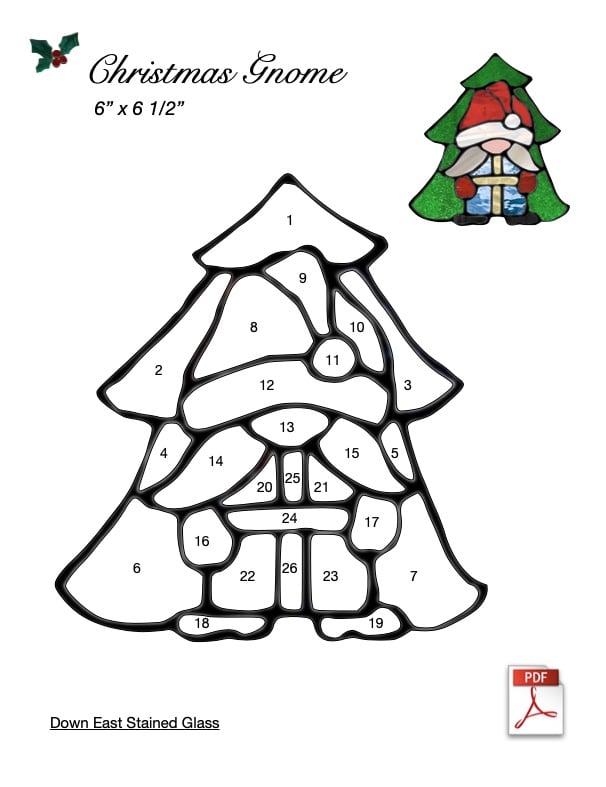 Christmas Gnome Stained Glass Pattern
