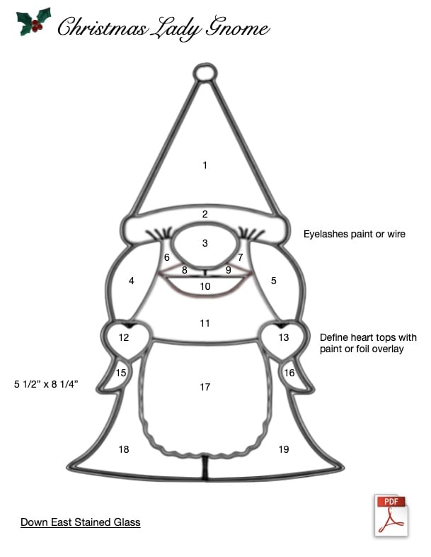 Christmas Lady Gnome Stained Glass Pattern