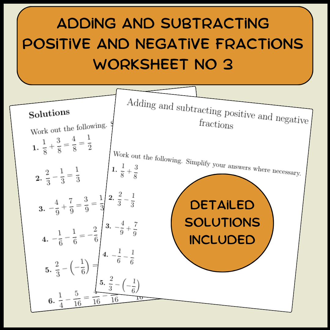 Adding And Subtracting Positive And Negative Fractions