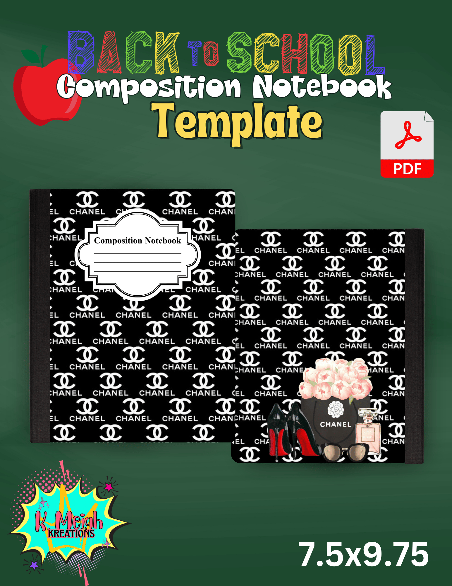 16 Back To School Editable Themed Composition Notebook Template, Canva ...