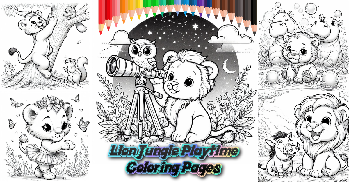 Lion Jungle Playtime Coloring Pages