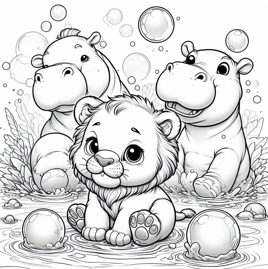 Lion Jungle Playtime Coloring Pages