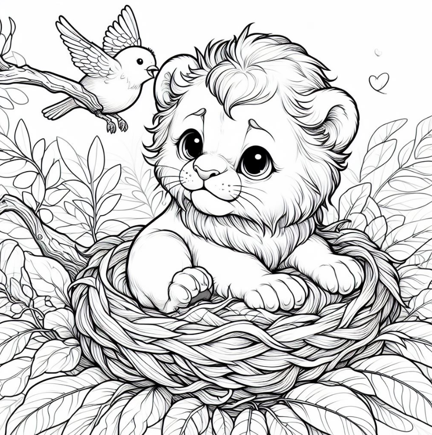 Lion Jungle Playtime Coloring Pages