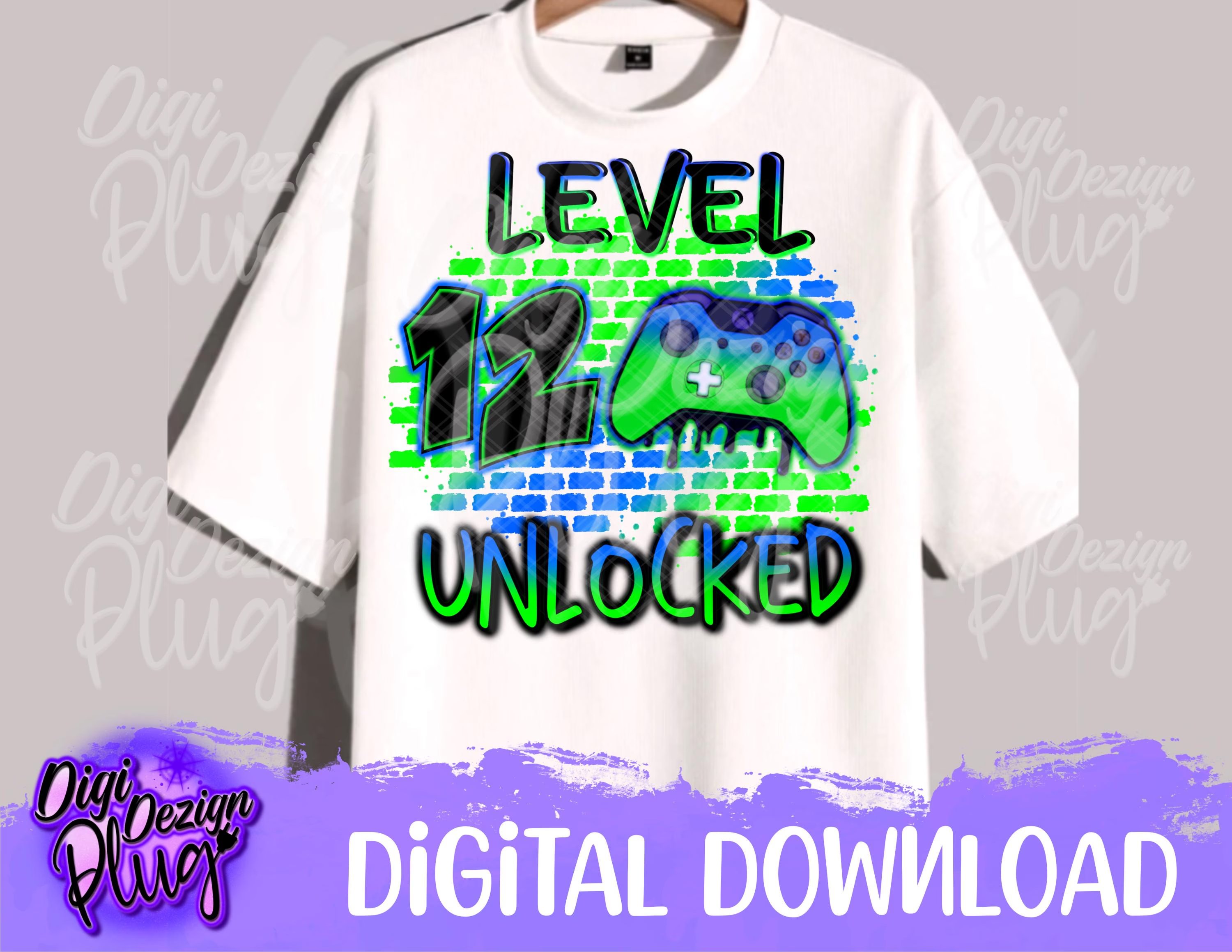 Level 12 Unlocked Png- Birthday Gamer Png- 12th Birthday Png-Digital ...