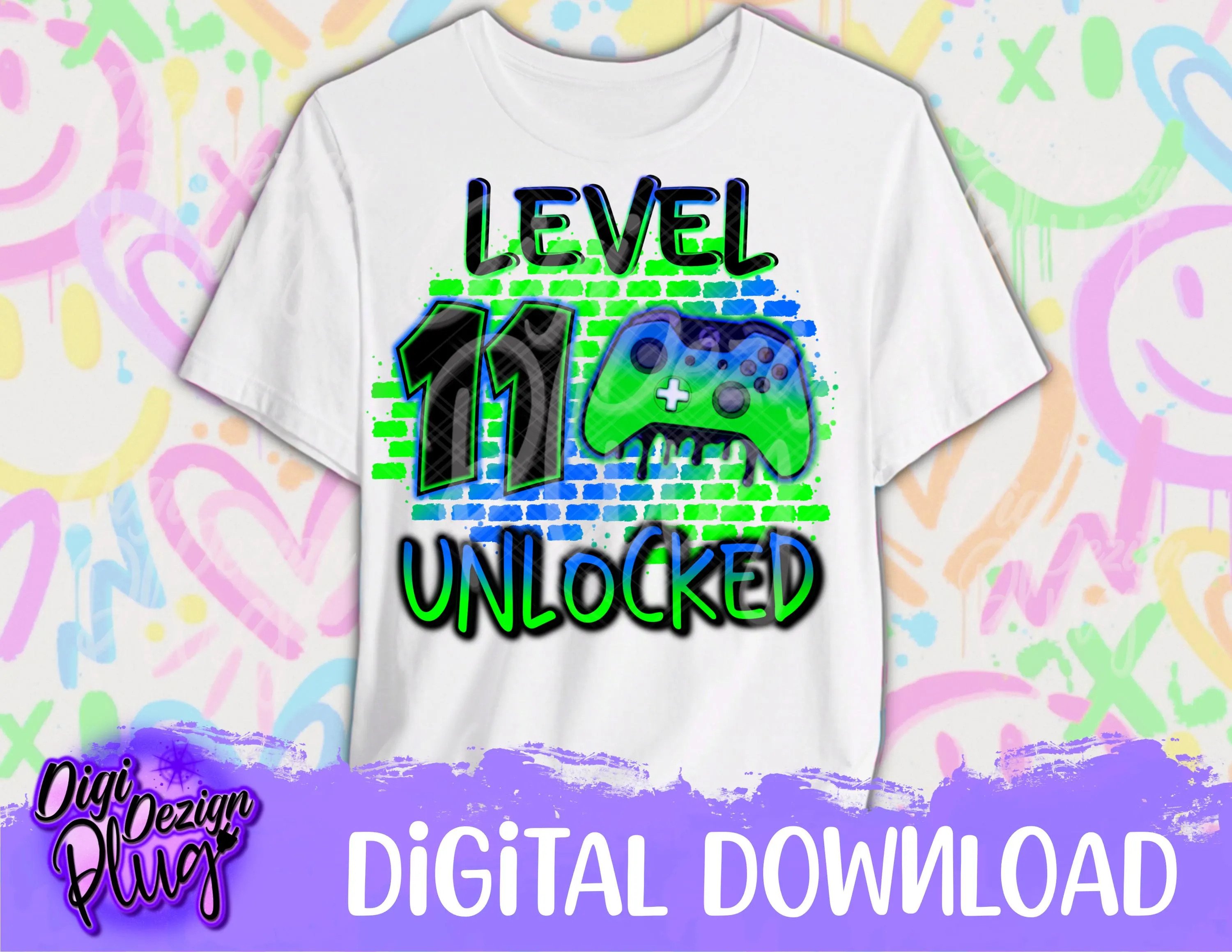 Level 11 Unlocked Png- Birthday Gamer Png- 11th Birthday Png-Digital ...