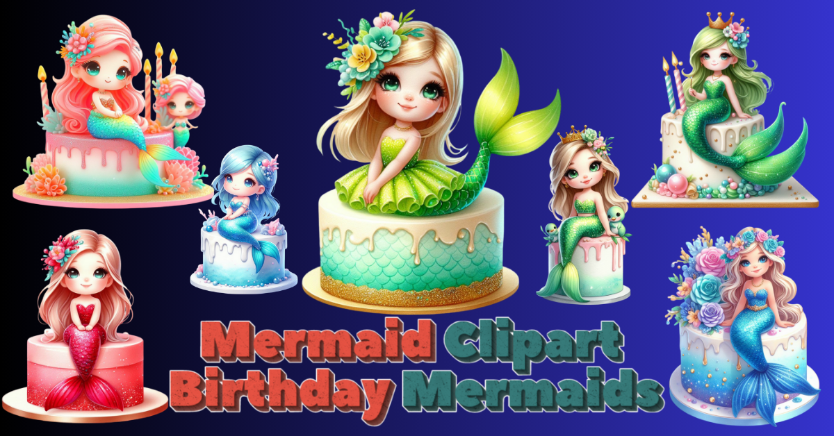 Birthday Mermaids Clipart