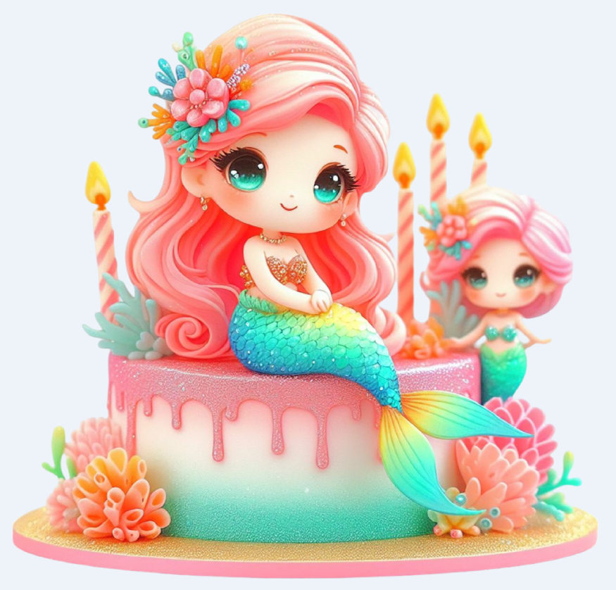 Birthday Mermaids Clipart