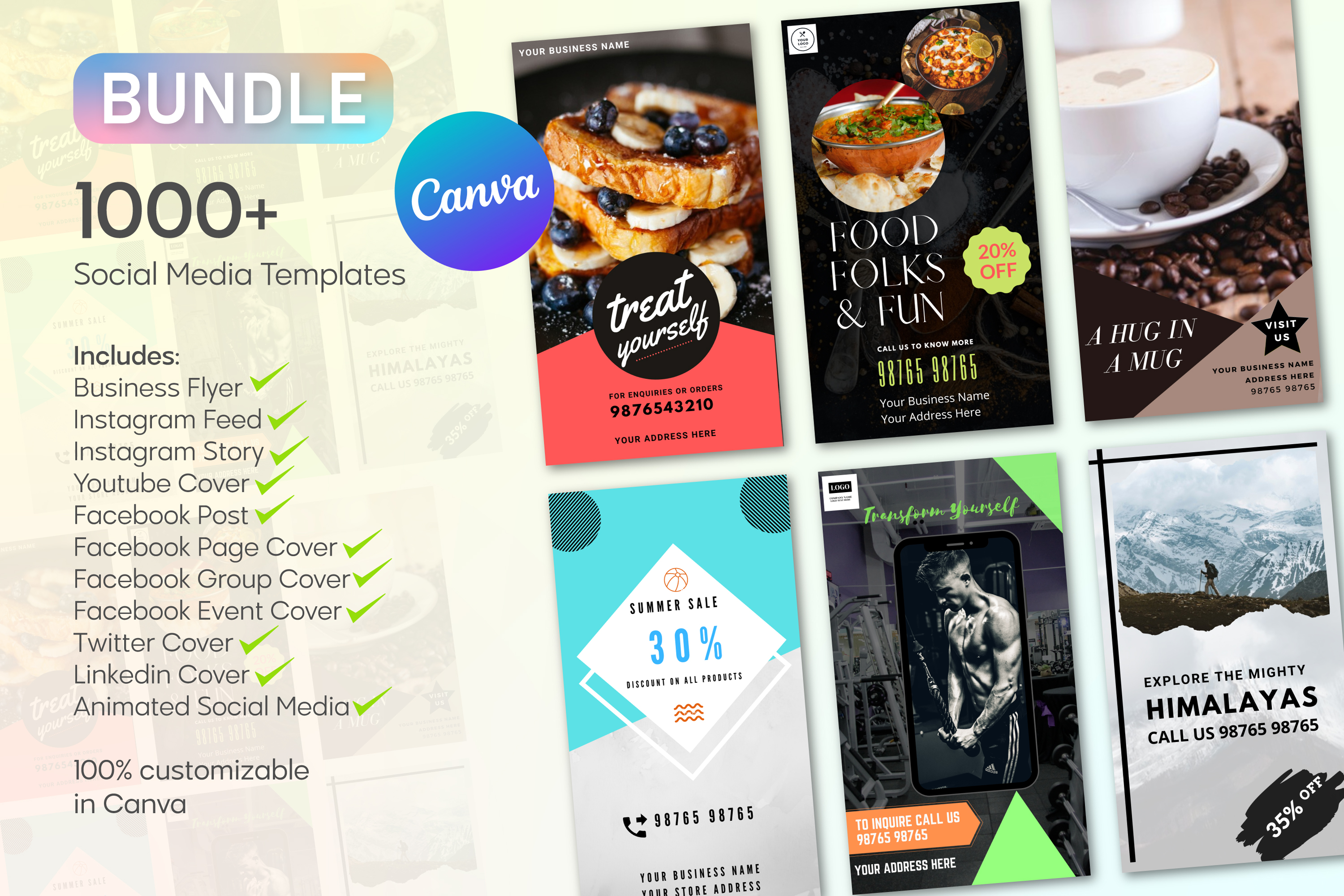 Bundle 1000 Instagram, Facebook, Brochure, Youtube Templates - Payhip