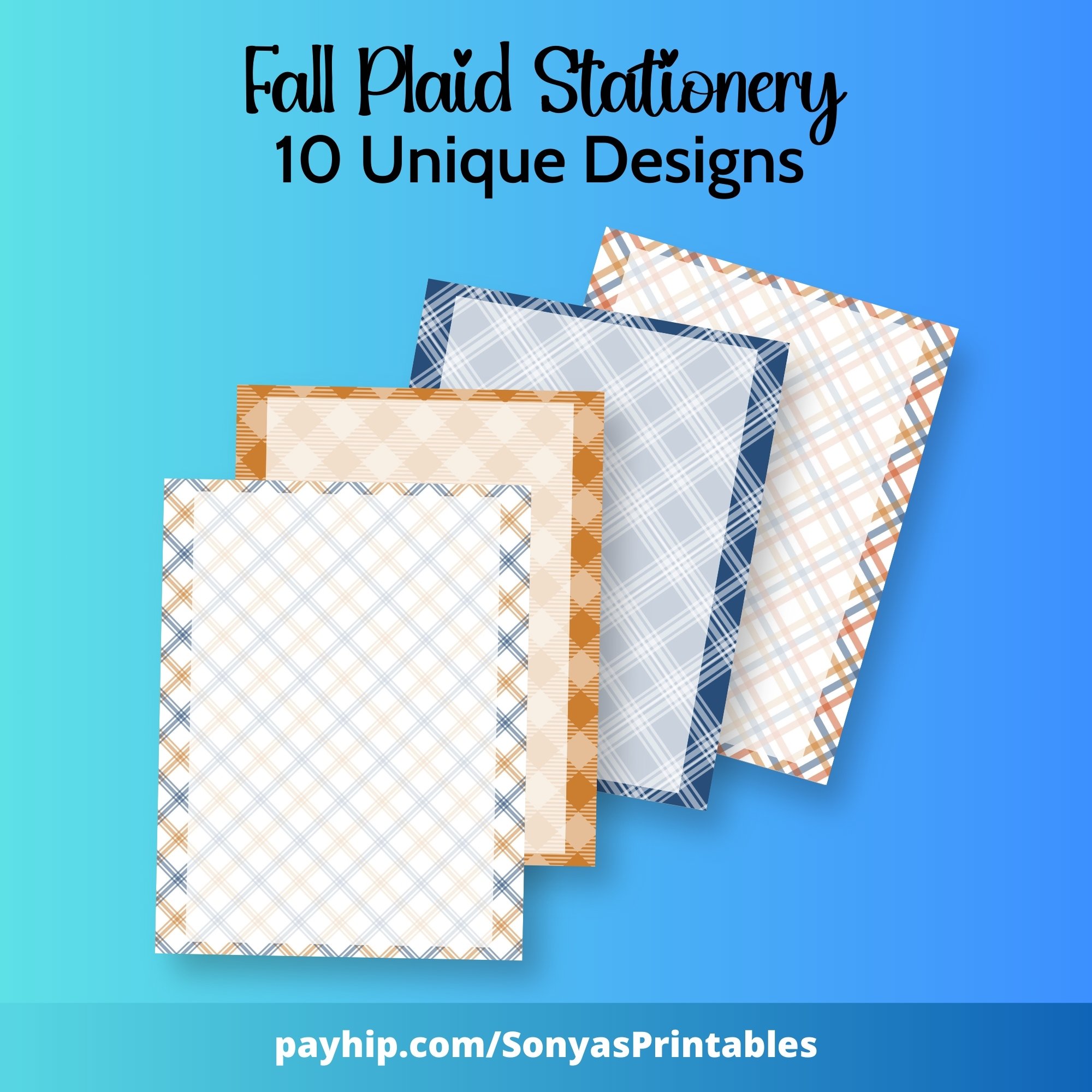 Fall Plaid Stationery | Printable Plaid Fall Notepaper | Fall Plaid ...