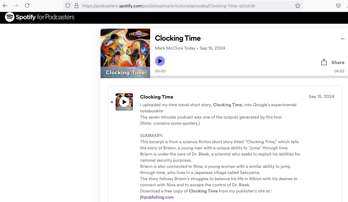 Clocking Time podcast - time travel short story discussion - mark mcclure