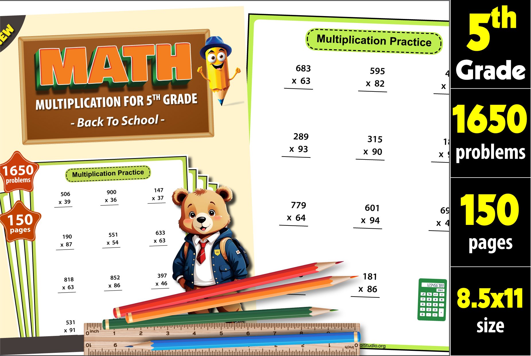 Multiplication Practice Printables for 5th Grade - Math Centers - Back ...