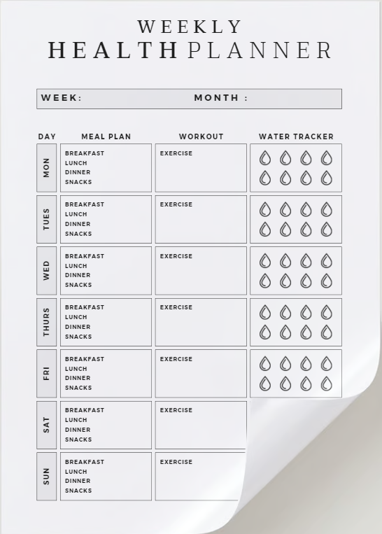 Weekly Health Planner - Payhip