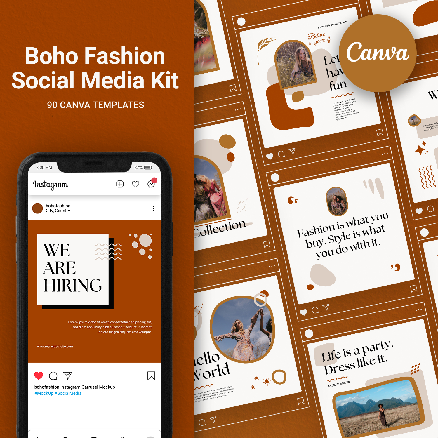 Boho Fashion Instagram Post Template | Social Media Design Template for ...