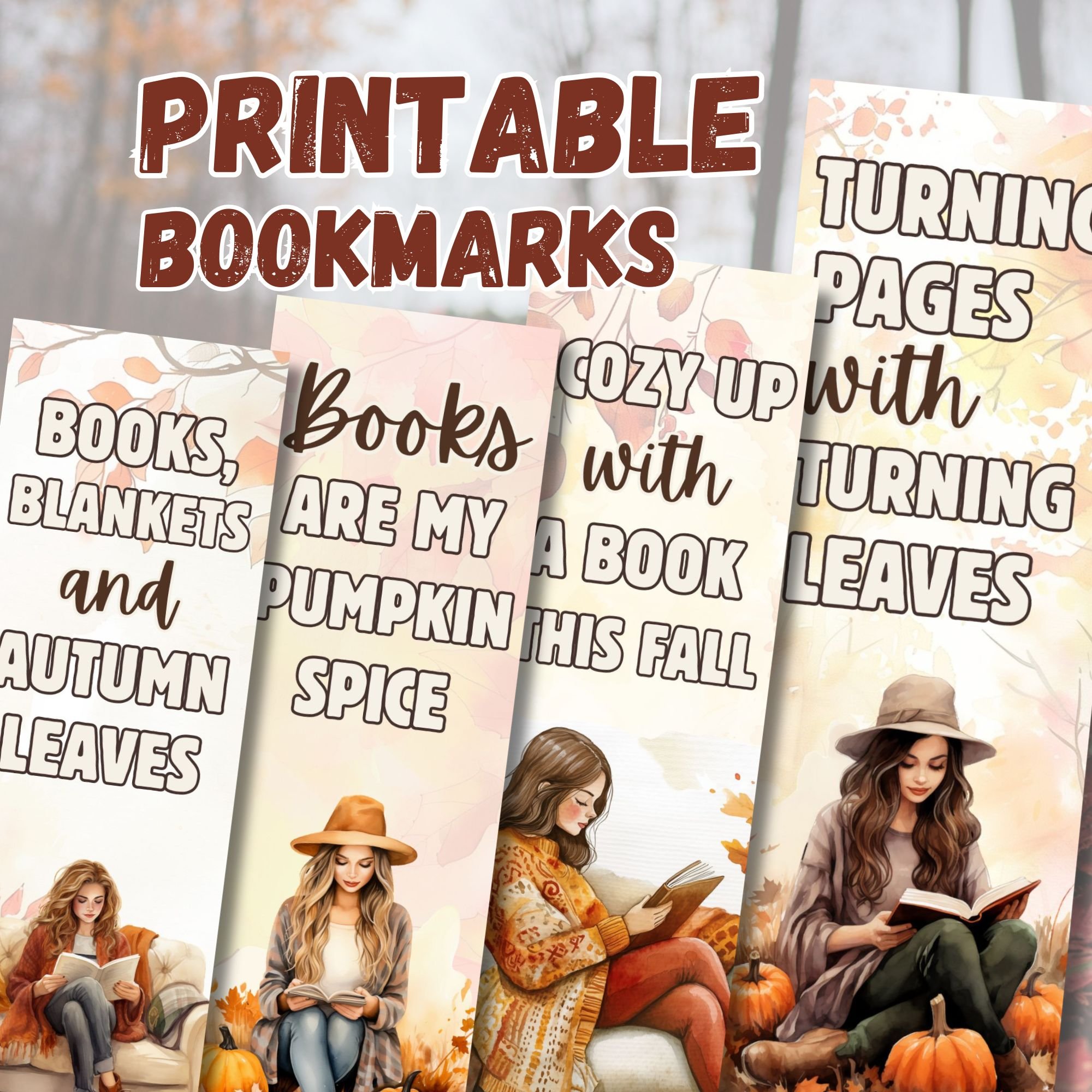 Printable Fall Bookmarks, Love Reading Bookmark, Gift for Book Lover ...