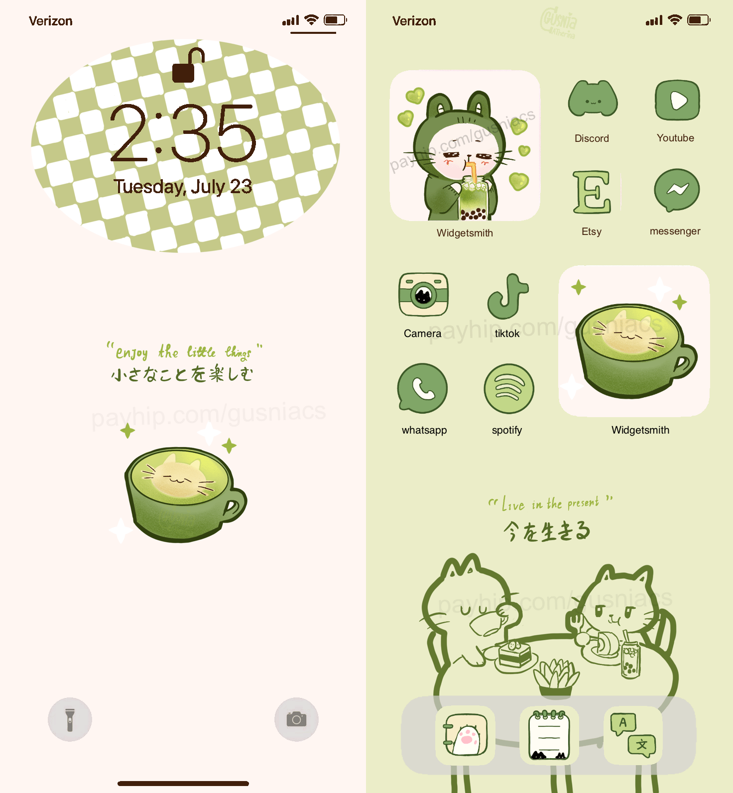 Cute Light Theme Matcha Cat with Japanese Proverb Quotes Icon Pack ...