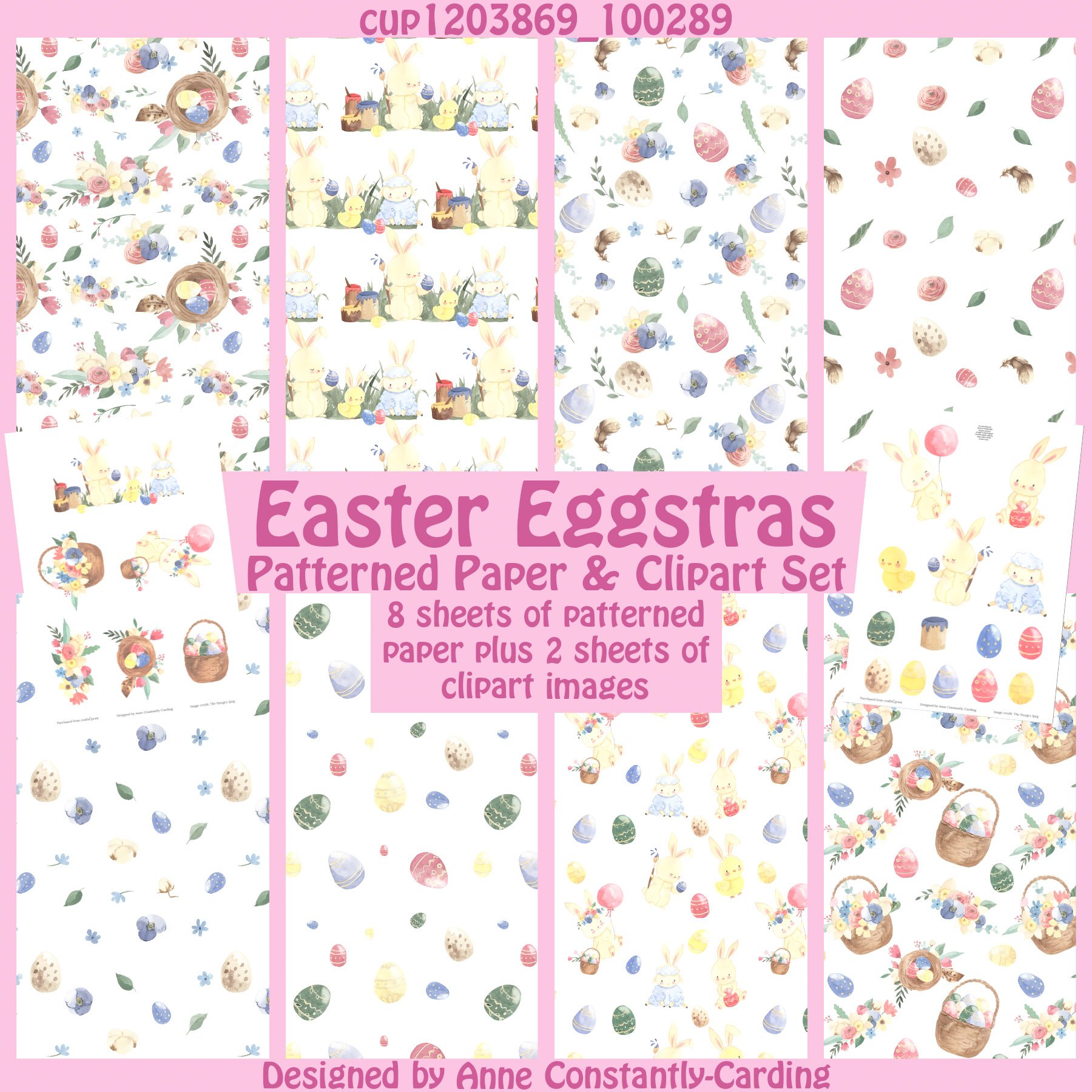 Easter Eggstras Patterned Paper & Topper Set (discounted) - Payhip