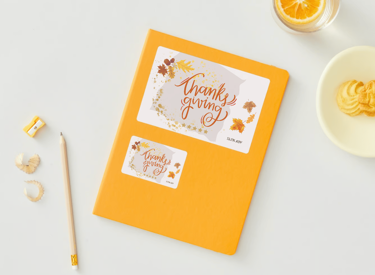 Customizable Pastel Fall Design Sticker Label 6"x4" | Digital Canva Template. Mock stickers on an envelope