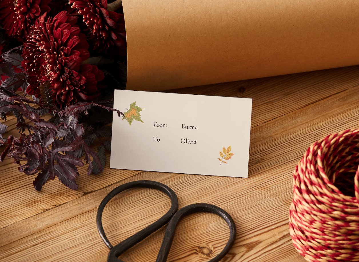 Customizable Minimalist Autumn Leaves Gift/Favor Tag| Digital Canva Template. Mock back